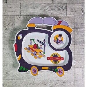 Vintage Oneida Kids Food Plate 1994 Railroad Meal Time Train Lunch Tray 10"